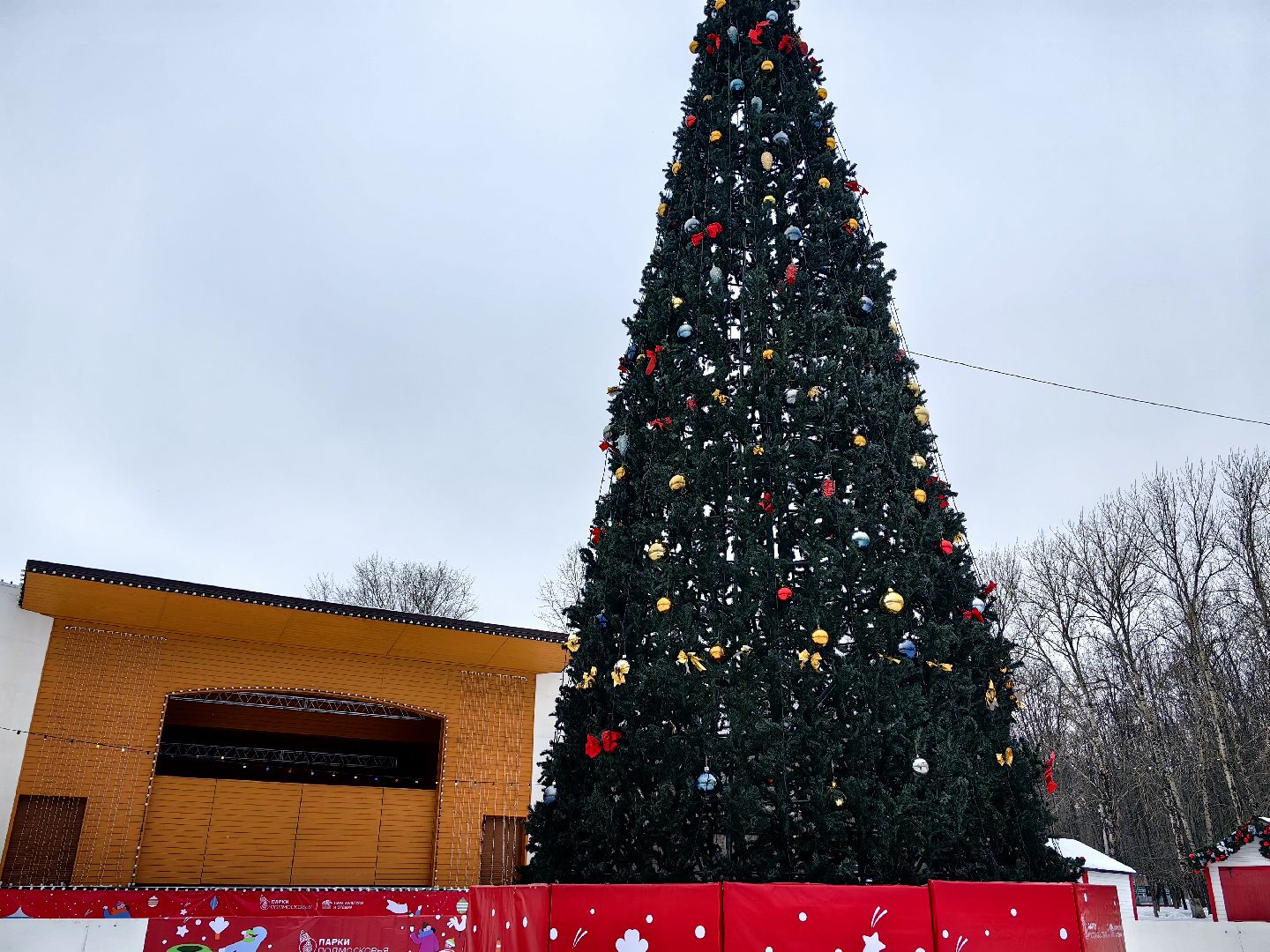 ель, новый год, парк, праздник, шары, новогодние украшения,
