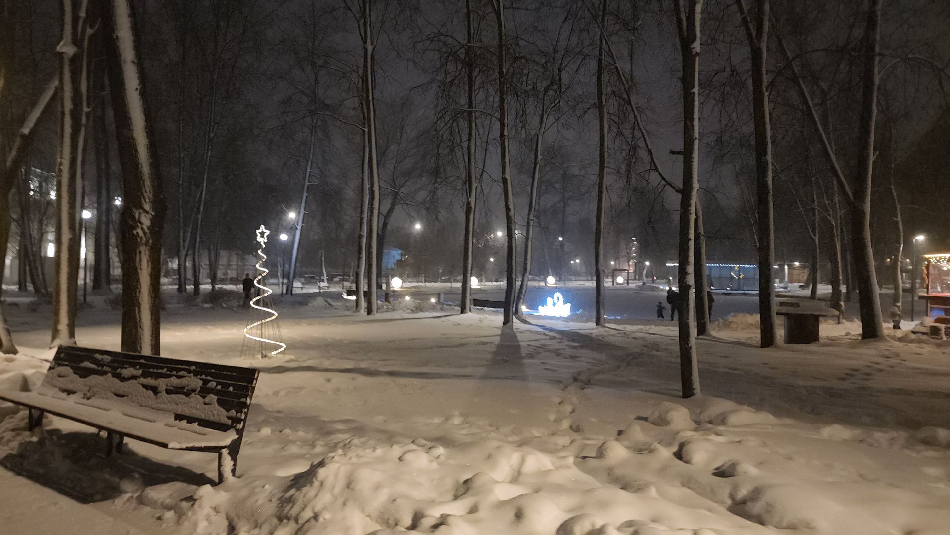 Серпухов, Подмосковье, парк имени олега степанова, иллюминация, зима в подмосковье,