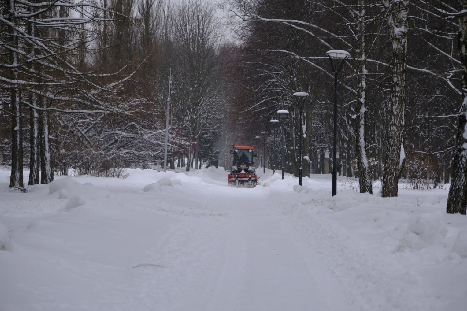 пущино, уборка дворов, снег,