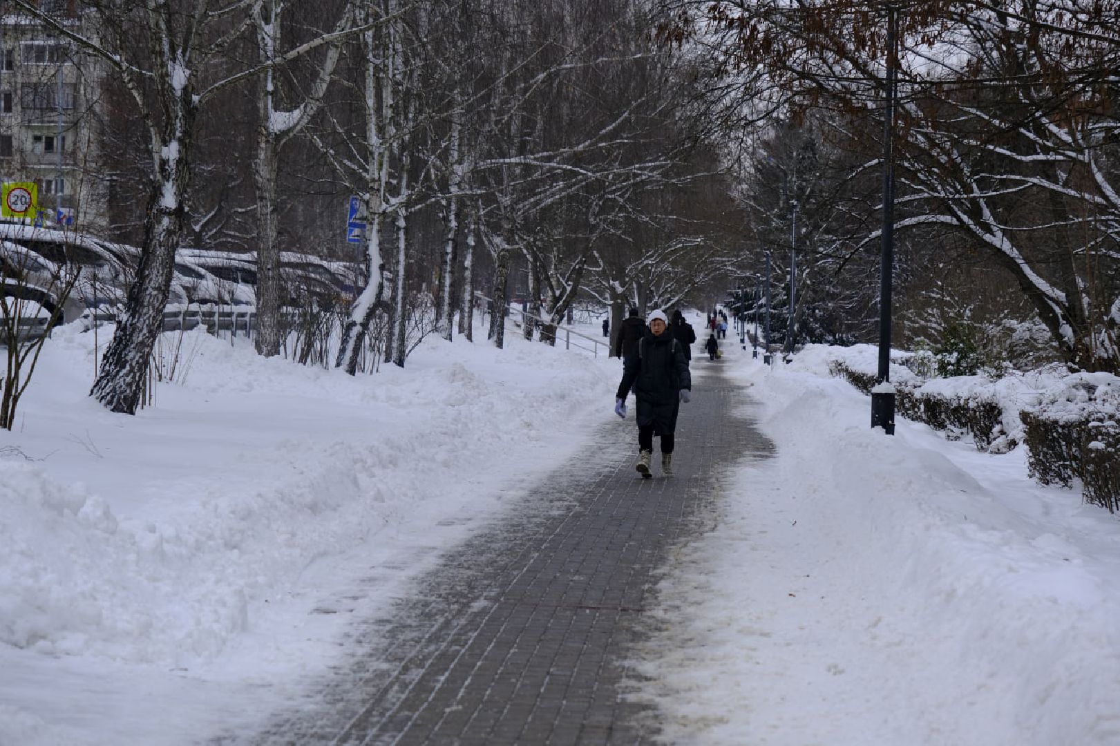 пущино, уборка дворов, снег,