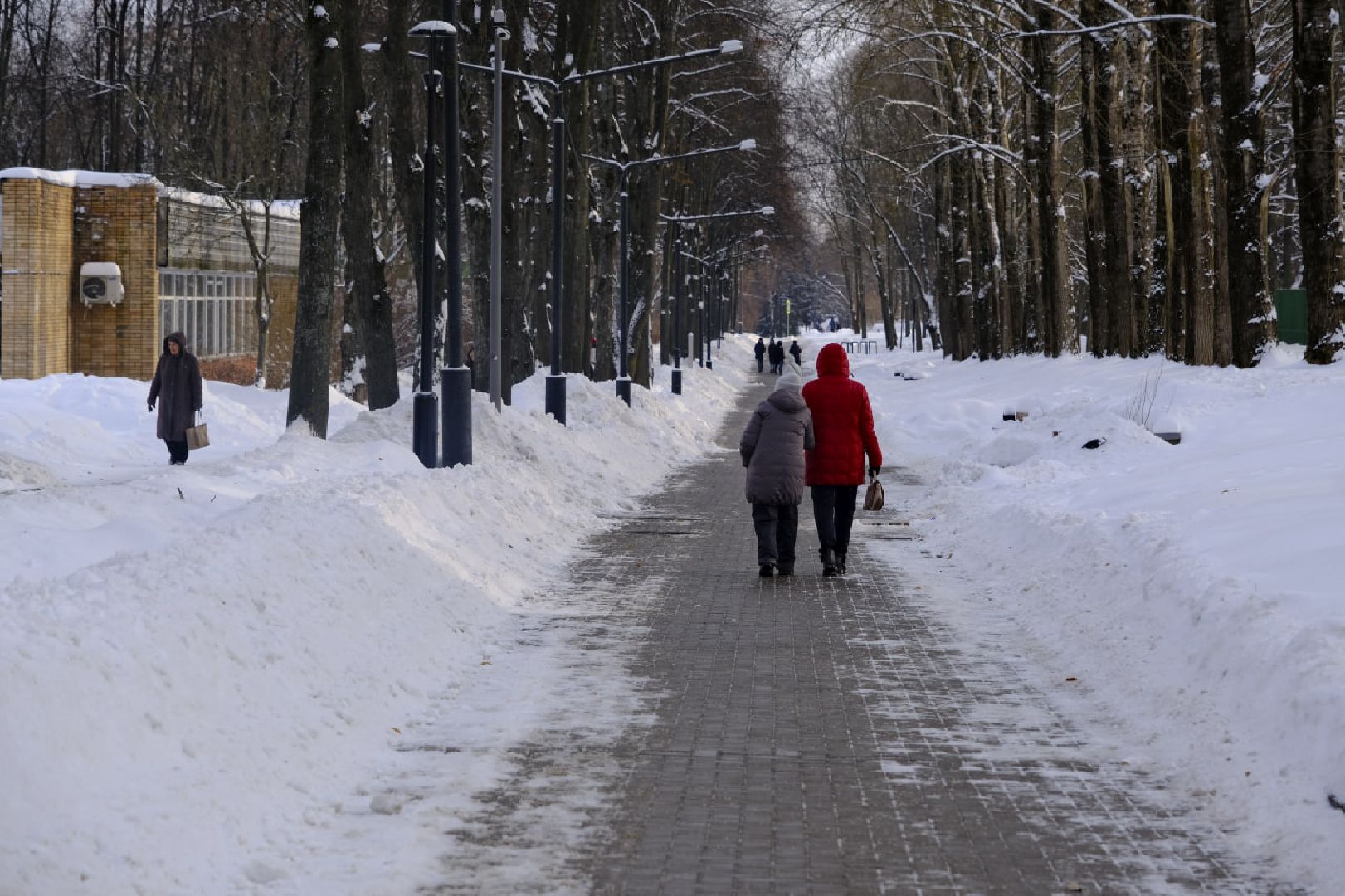 пущино, уборка дворов, снег,