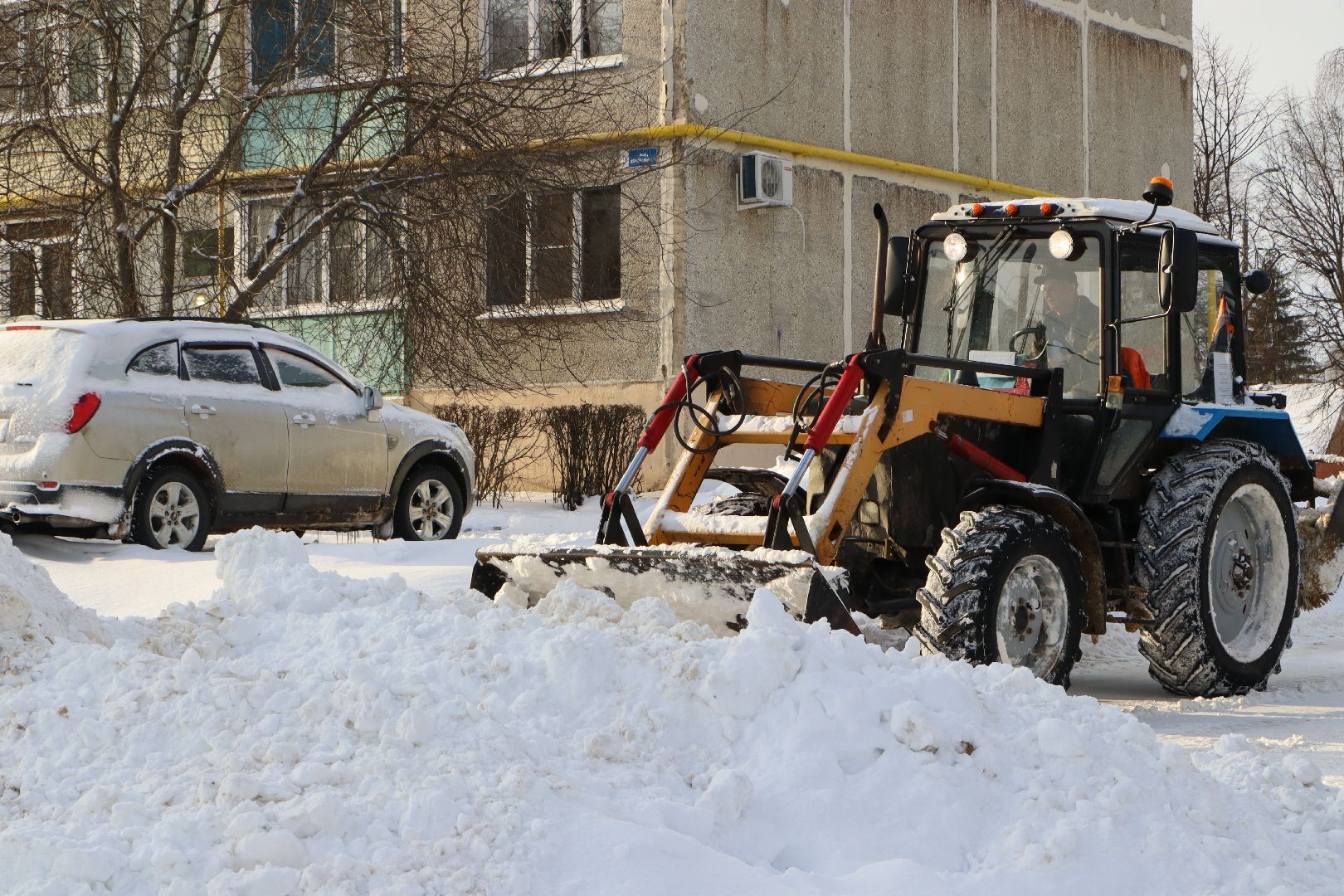 снегопад, Серебряные Пруды, ликвидация последствий снегопада, благоустройство, дворы, дороги,