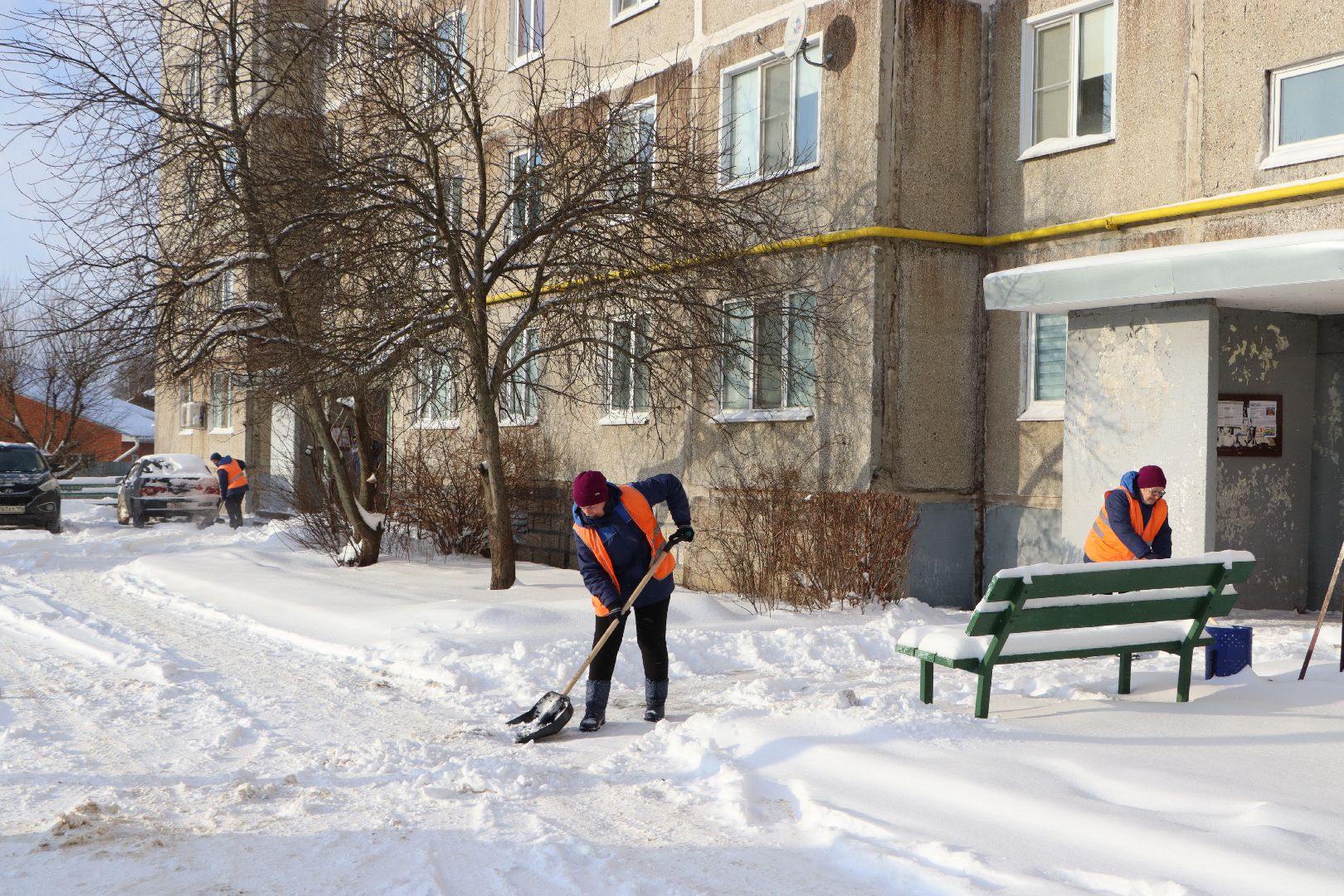 снегопад, Серебряные Пруды, ликвидация последствий снегопада, благоустройство, дворы, дороги,