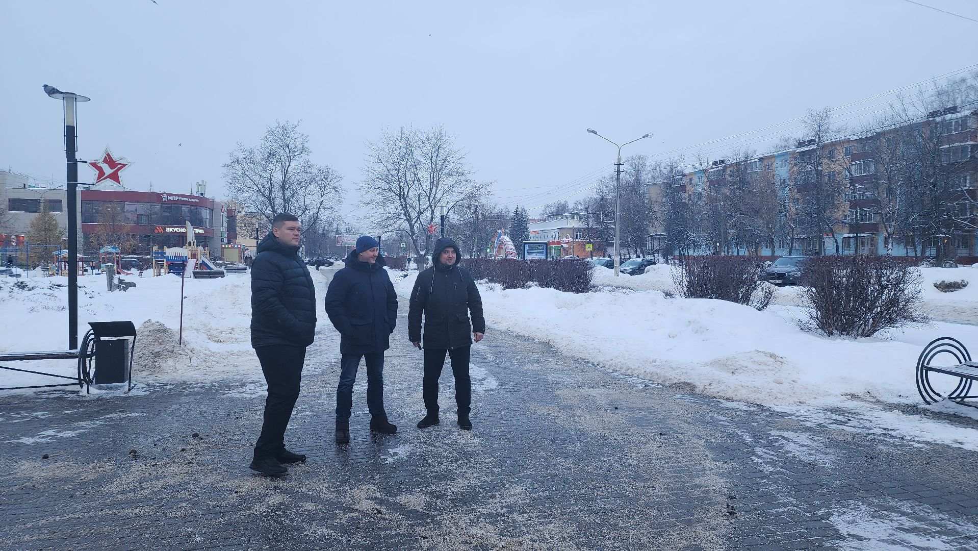 Егорьевск, уборка, снег, подмосковье, сквер, викулов,