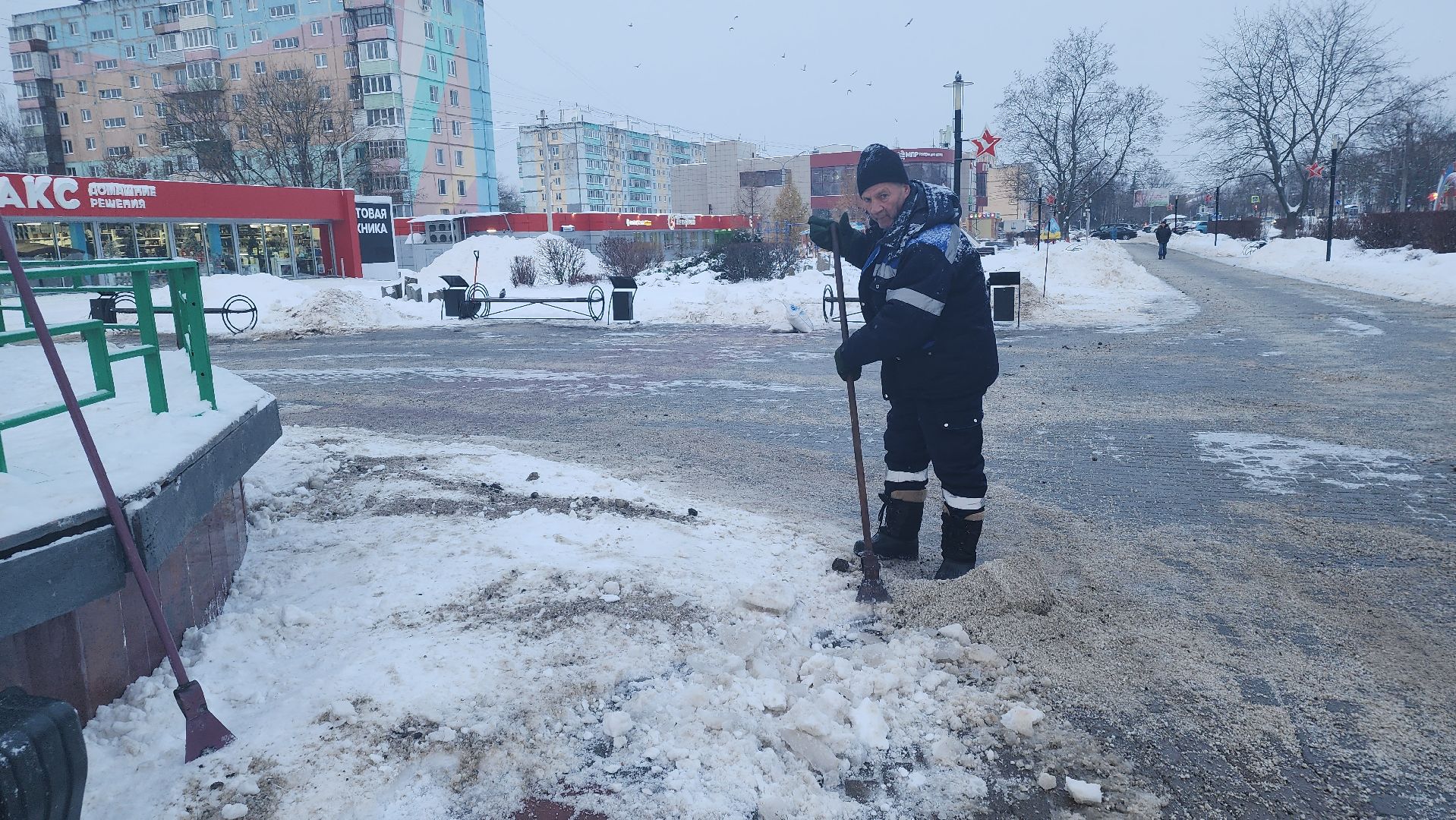Егорьевск, уборка, снег, подмосковье, сквер, викулов,