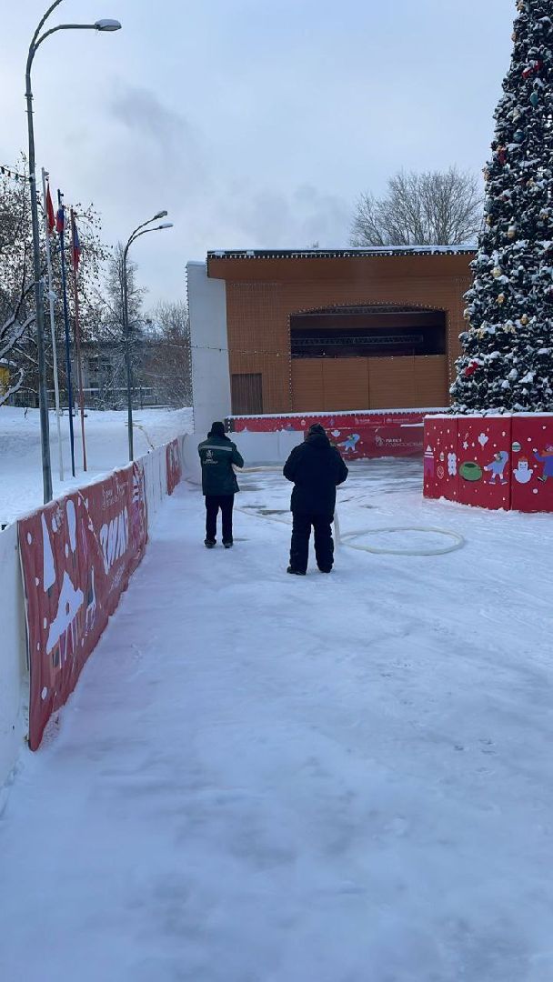 каток, каток в парке, лед, коньки, клюшка,