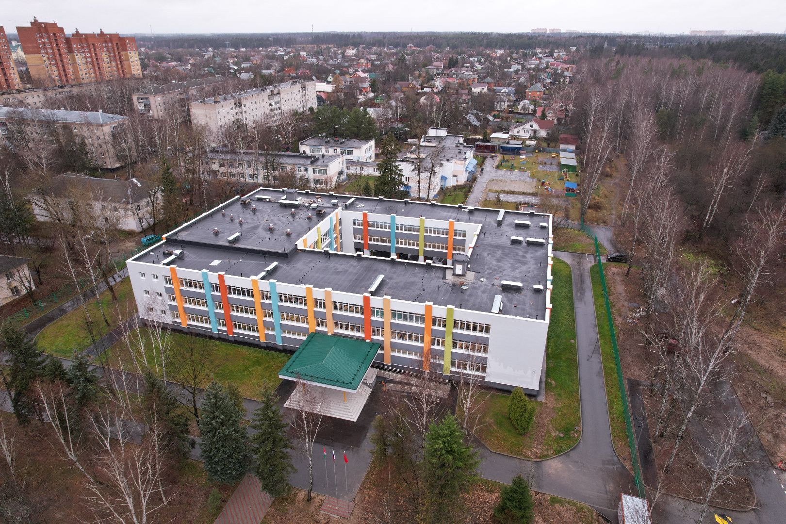 видео с коптера, школа, апрелевка,