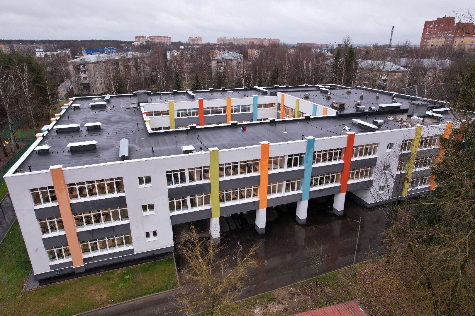 видео с коптера, школа, апрелевка,