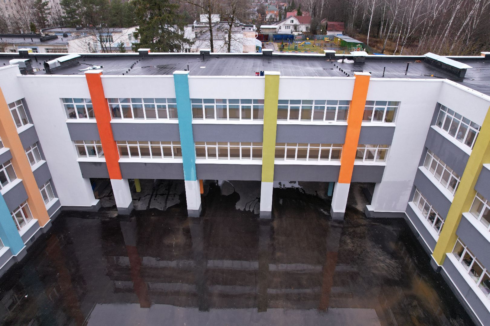 видео с коптера, школа, апрелевка,