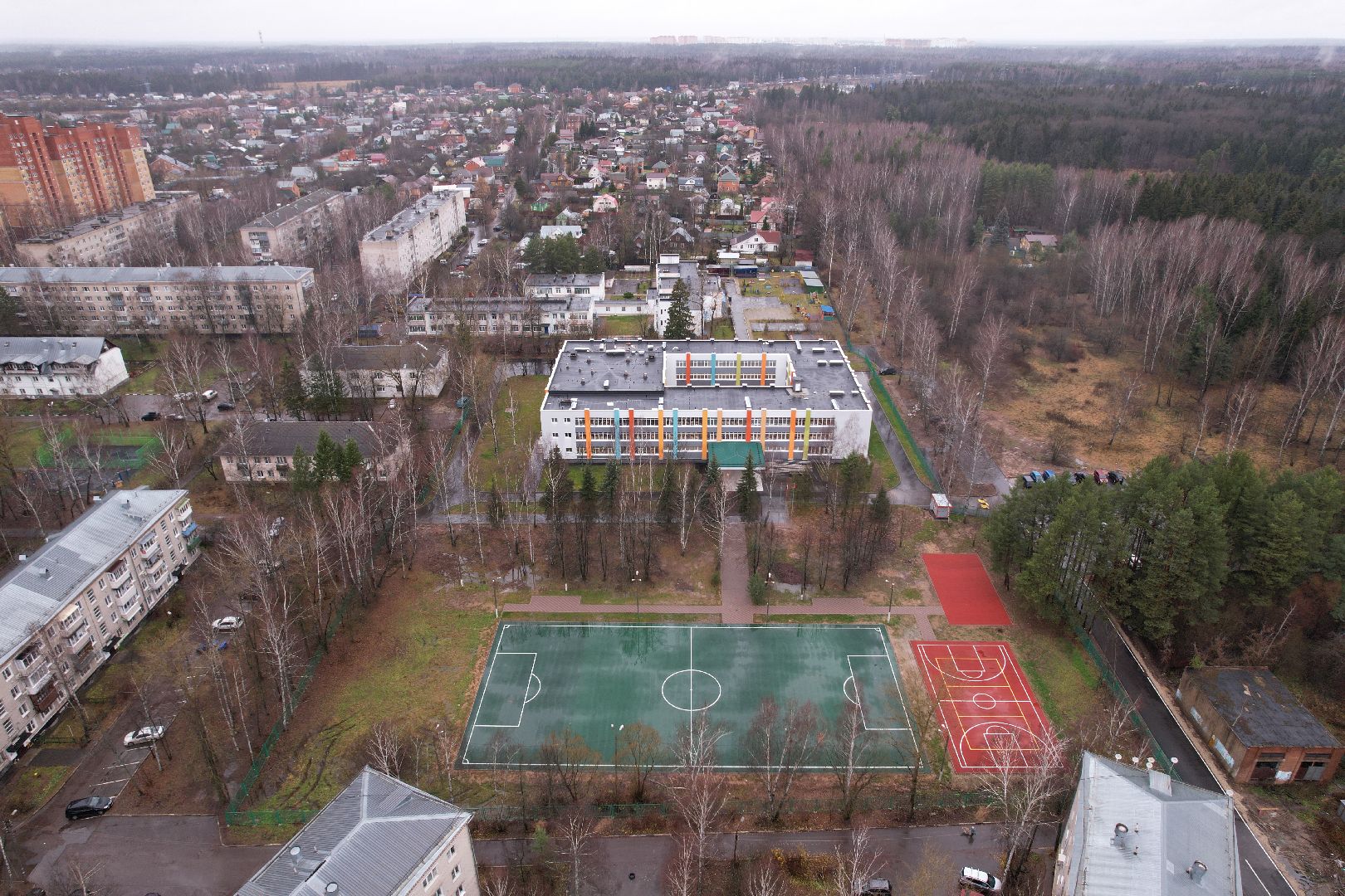 видео с коптера, школа, апрелевка,