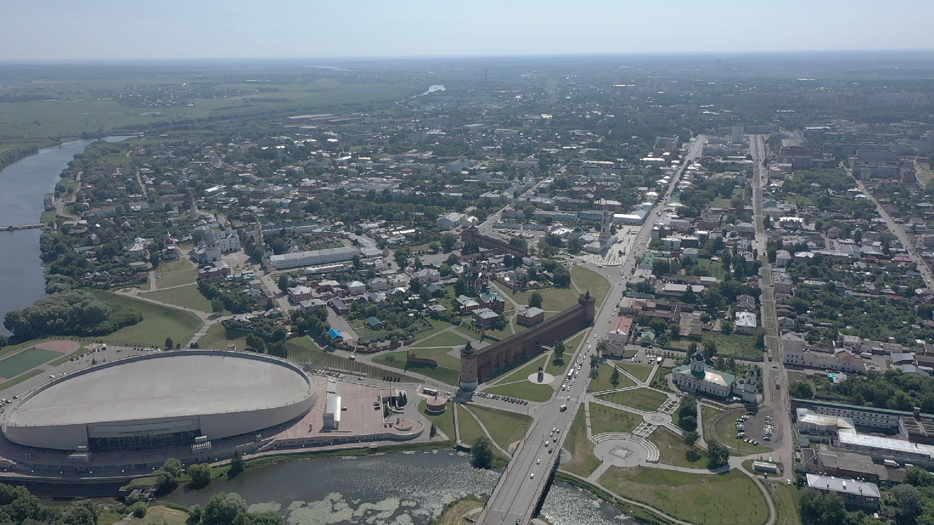 видео с коптера, Коломна, архитектура,