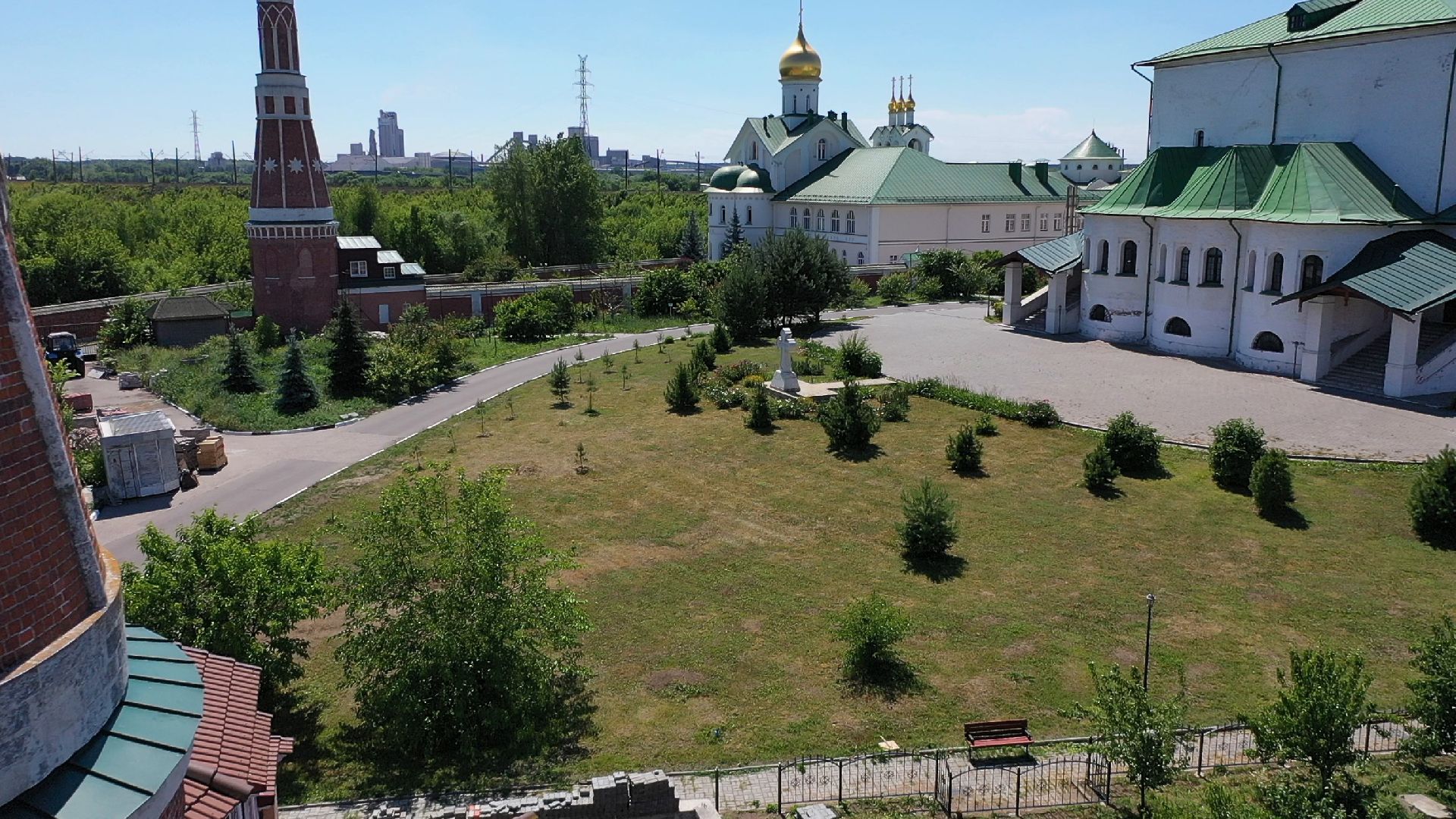 видео с коптера, Коломна, монастырь, архитектура,