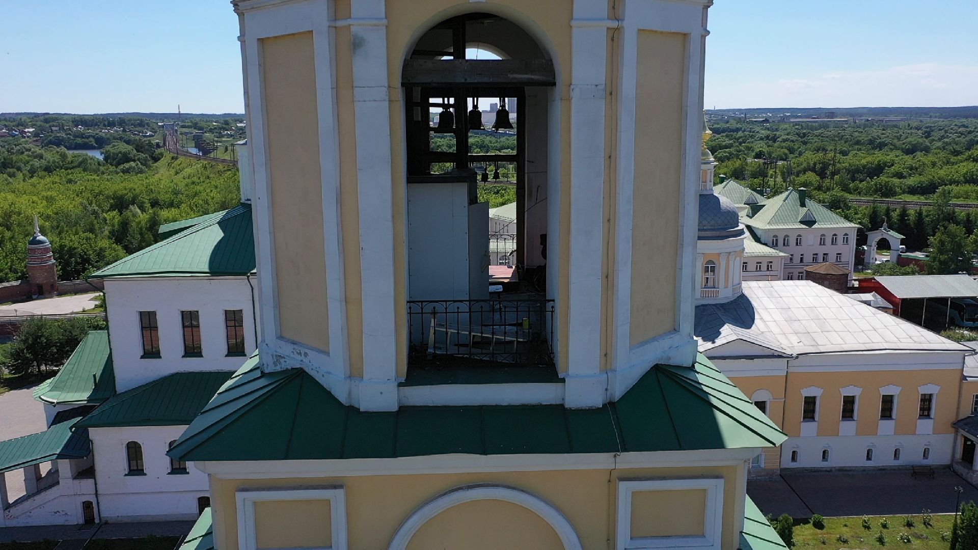 видео с коптера, Коломна, монастырь, архитектура,