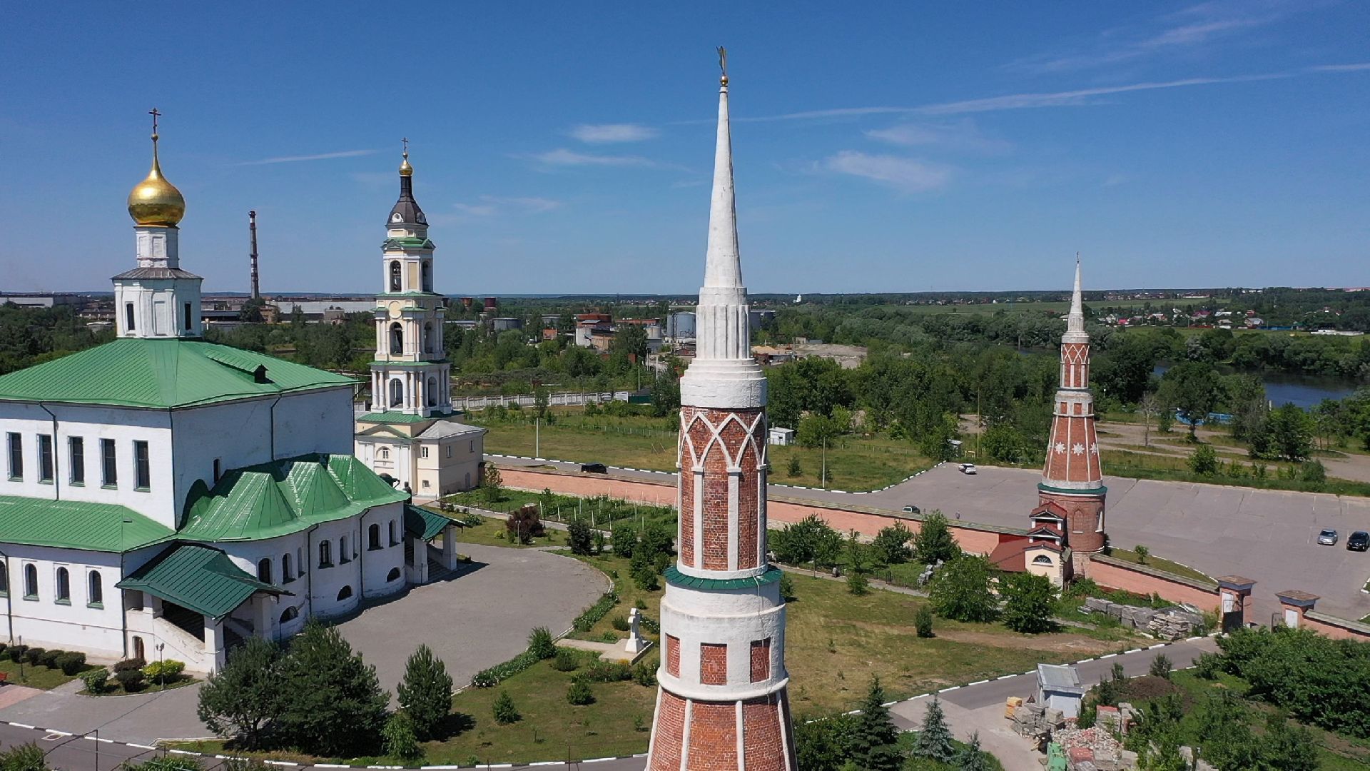 видео с коптера, Коломна, монастырь, архитектура,