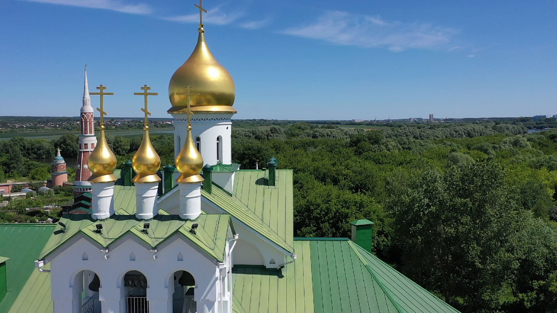 видео с коптера, Коломна, монастырь, архитектура,
