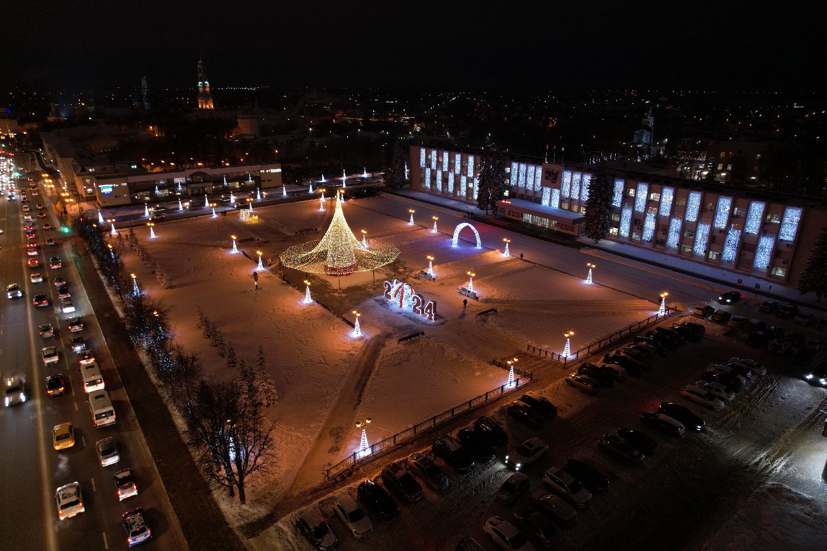 новый год, видео с коптера, Сергиев Посад