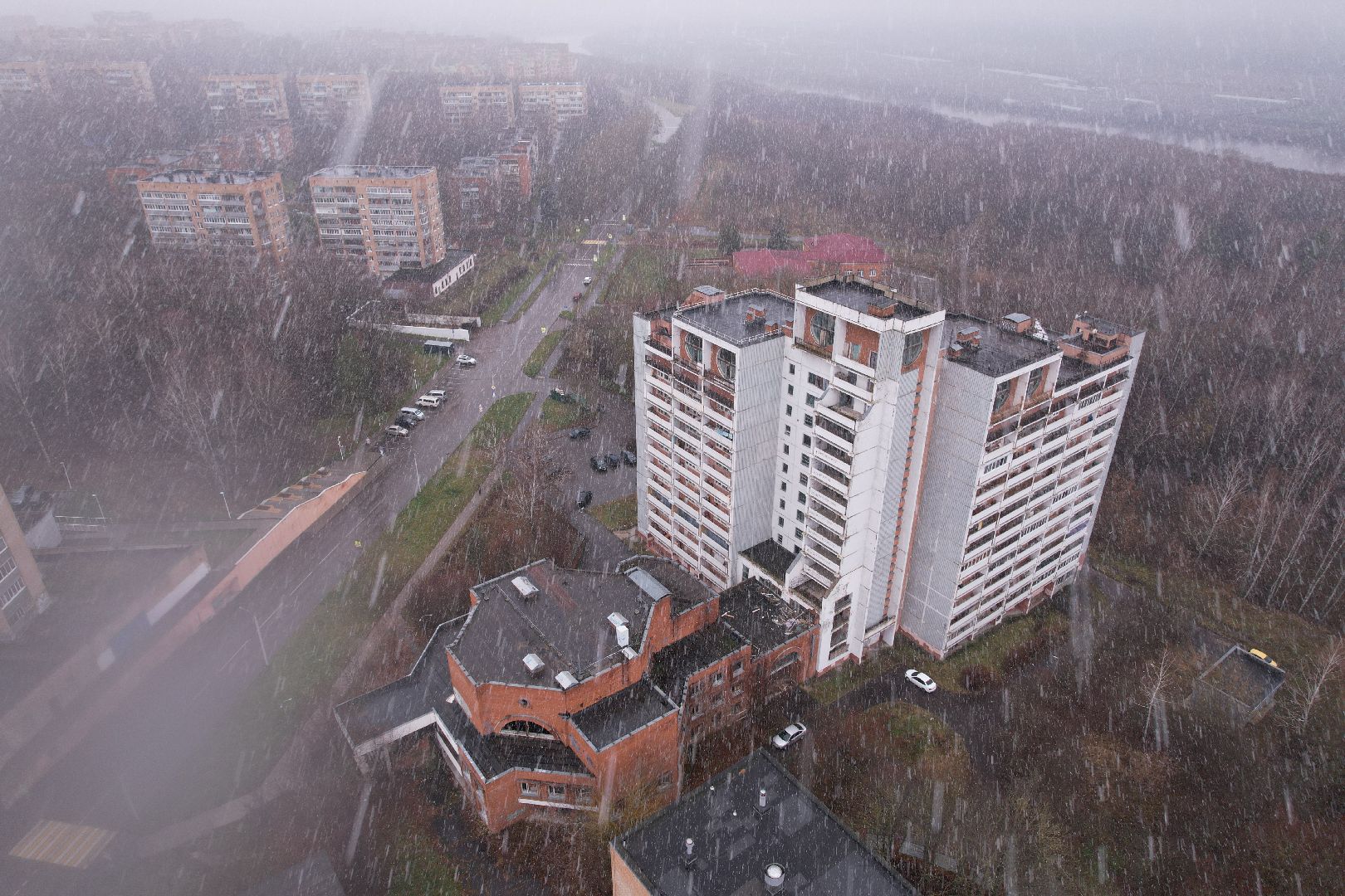 пущино, видео с коптера, дом аспиранта,