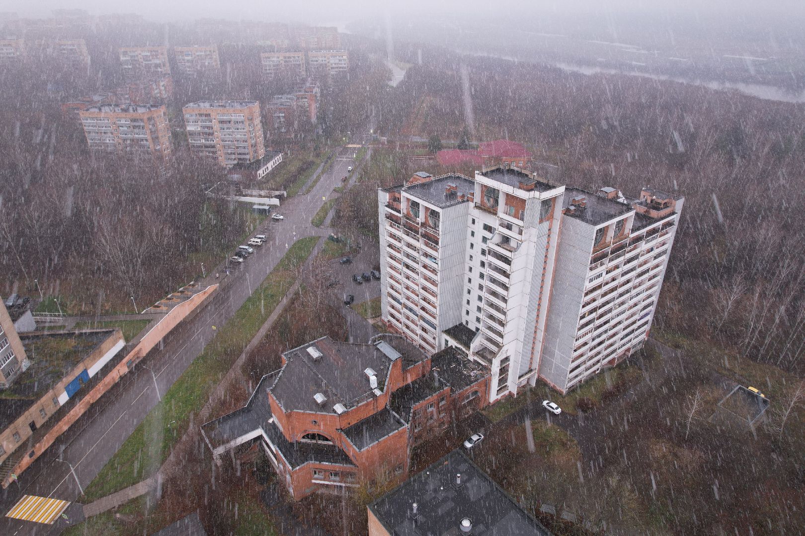 пущино, видео с коптера, дом аспиранта,