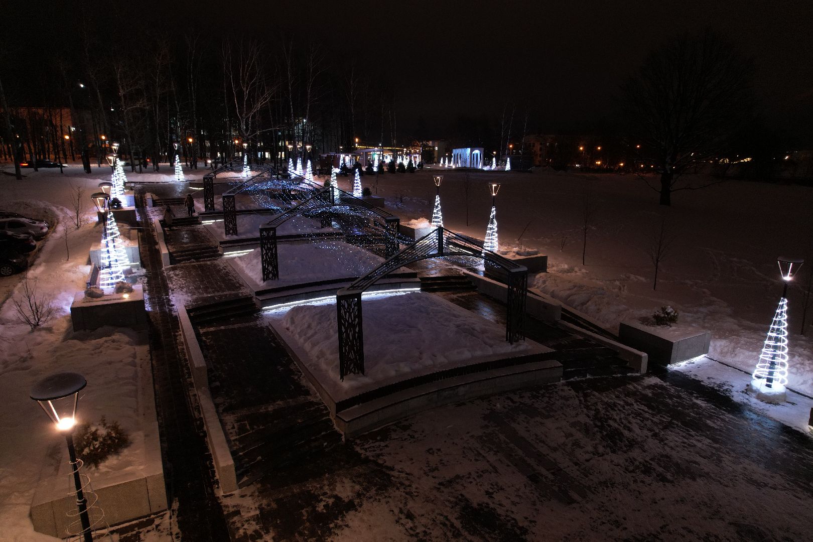 видео с коптера, сергиев посад, зима в подмосковье,