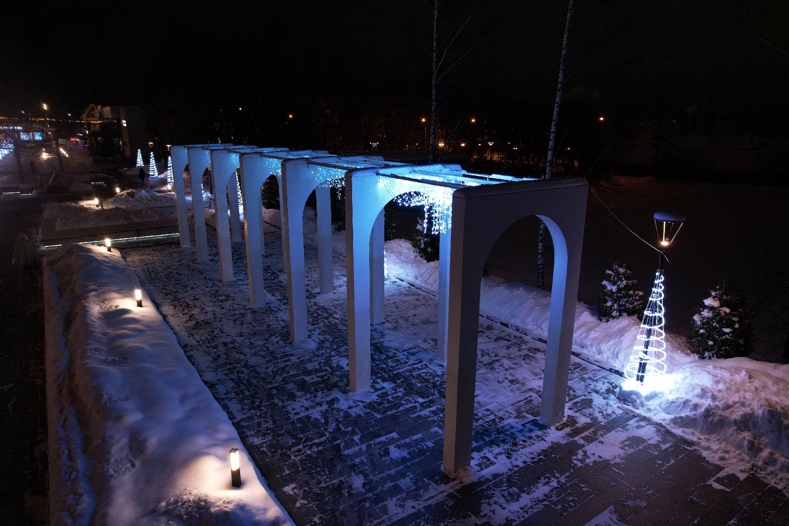 видео с коптера, сергиев посад, зима в подмосковье,