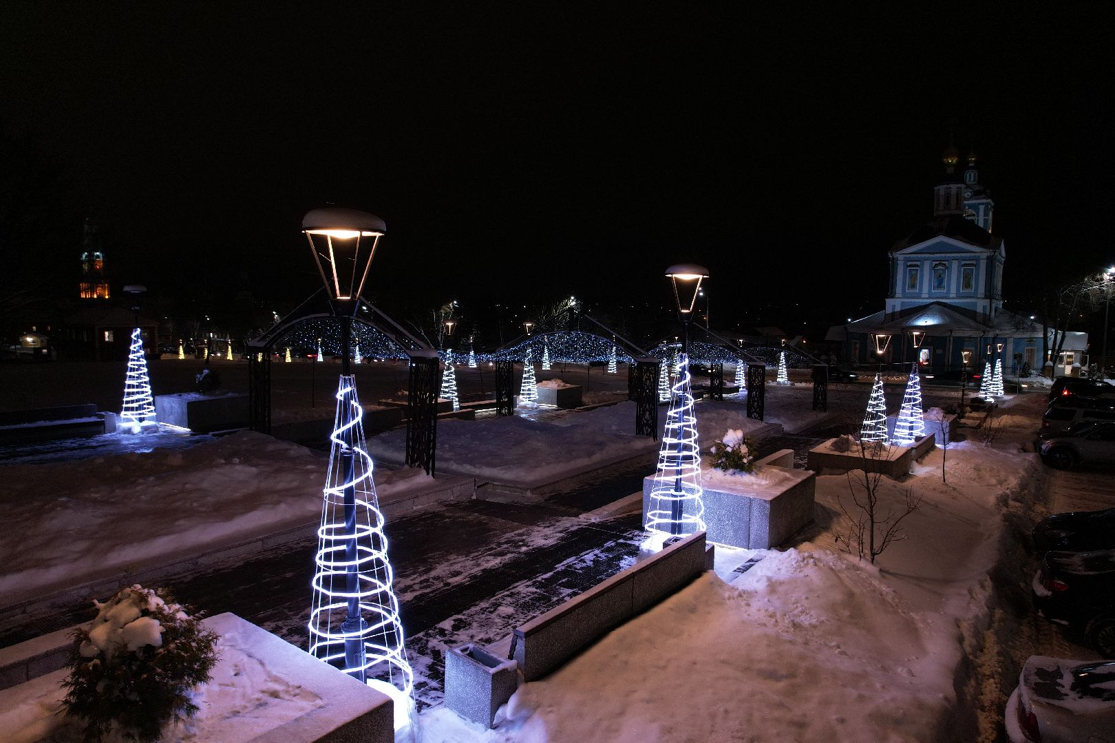 видео с коптера, сергиев посад, зима в подмосковье,