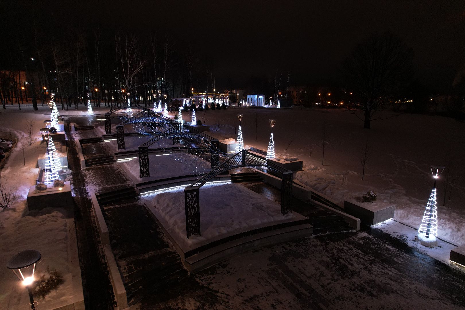 видео с коптера, сергиев посад, зима в подмосковье,