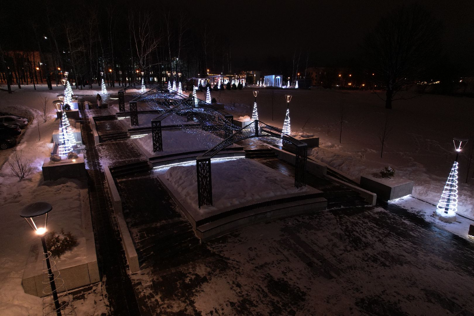 видео с коптера, сергиев посад, зима в подмосковье,