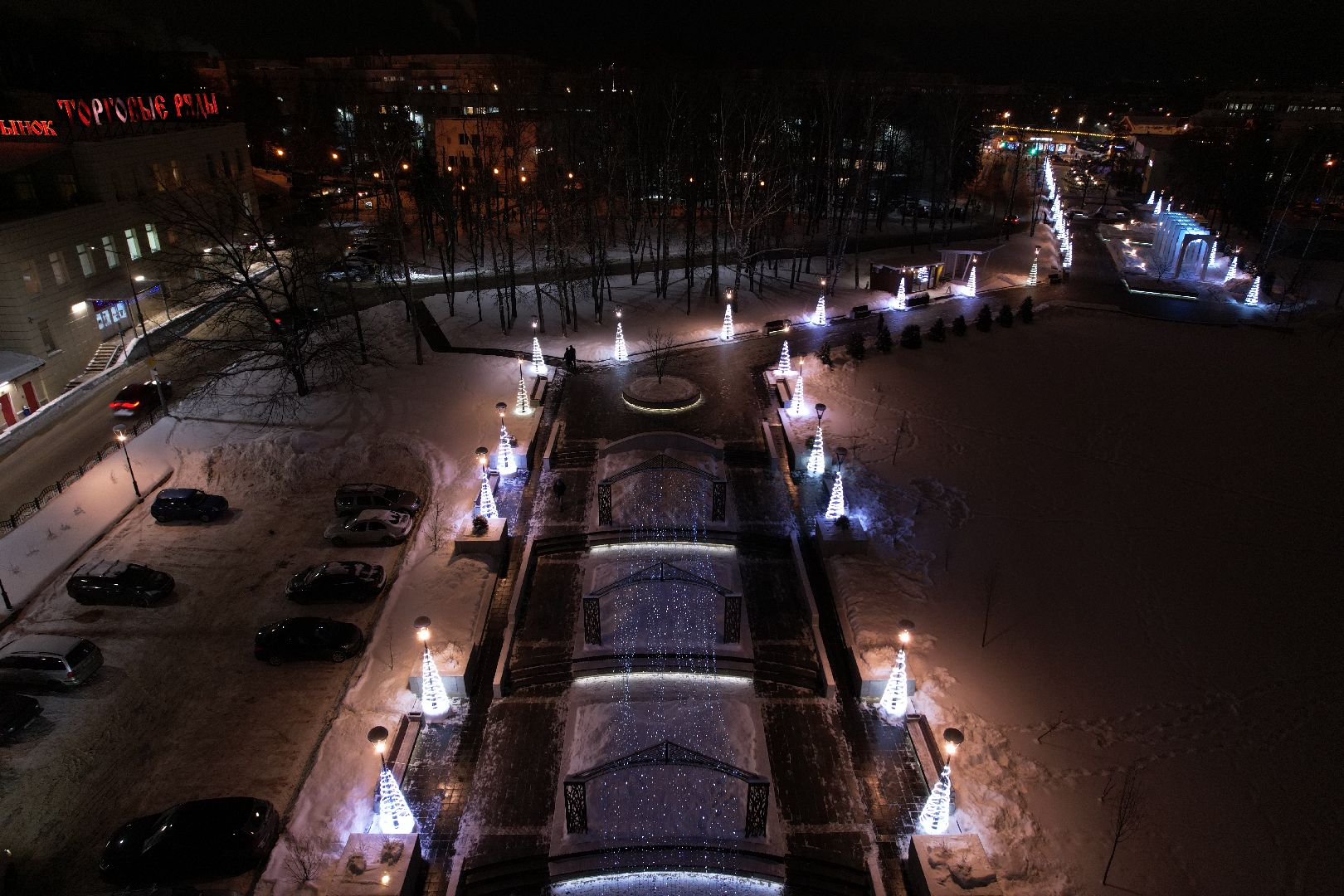 видео с коптера, сергиев посад, зима в подмосковье,