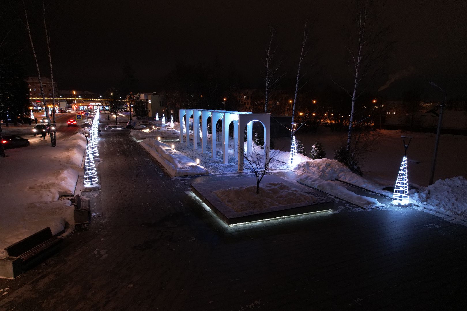 видео с коптера, сергиев посад, зима в подмосковье,