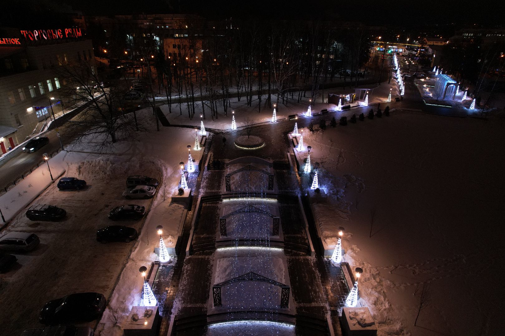 видео с коптера, сергиев посад, зима в подмосковье,