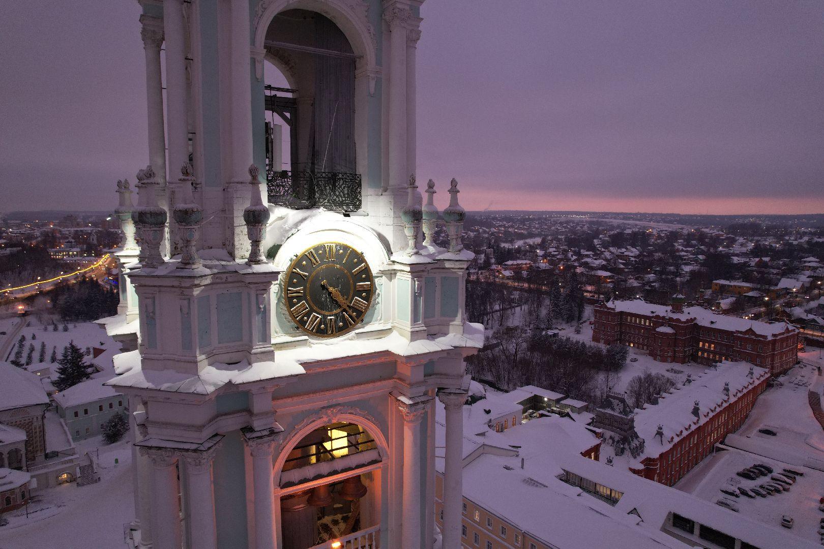 сергиев посад, видео с коптера, зима в подмосковье,