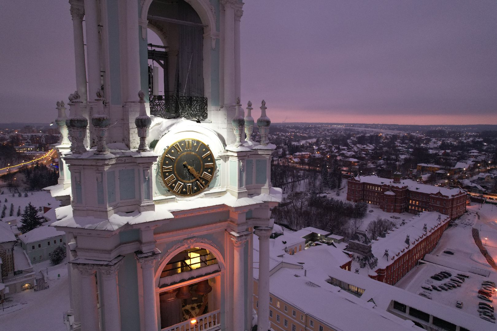 сергиев посад, видео с коптера, зима в подмосковье,