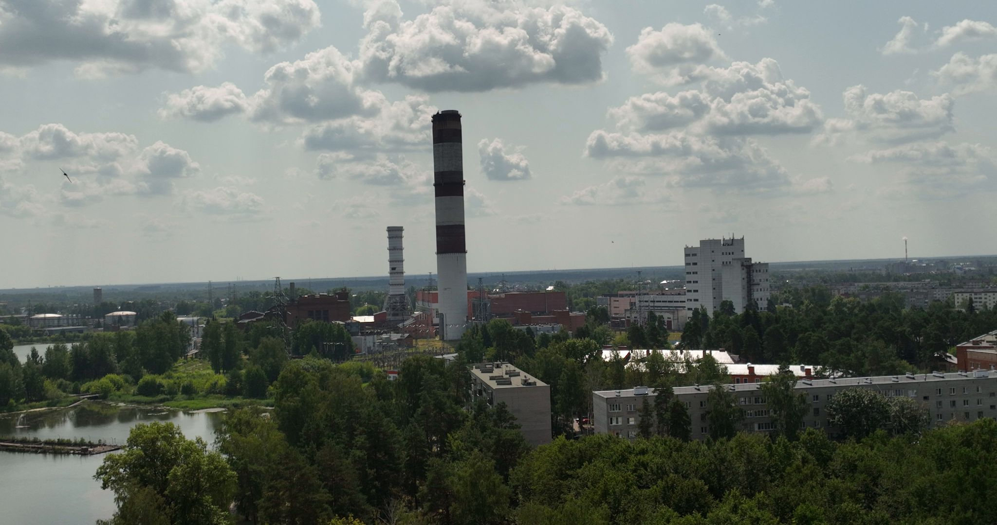 видео с коптера, электрогорск, города, промышленность,