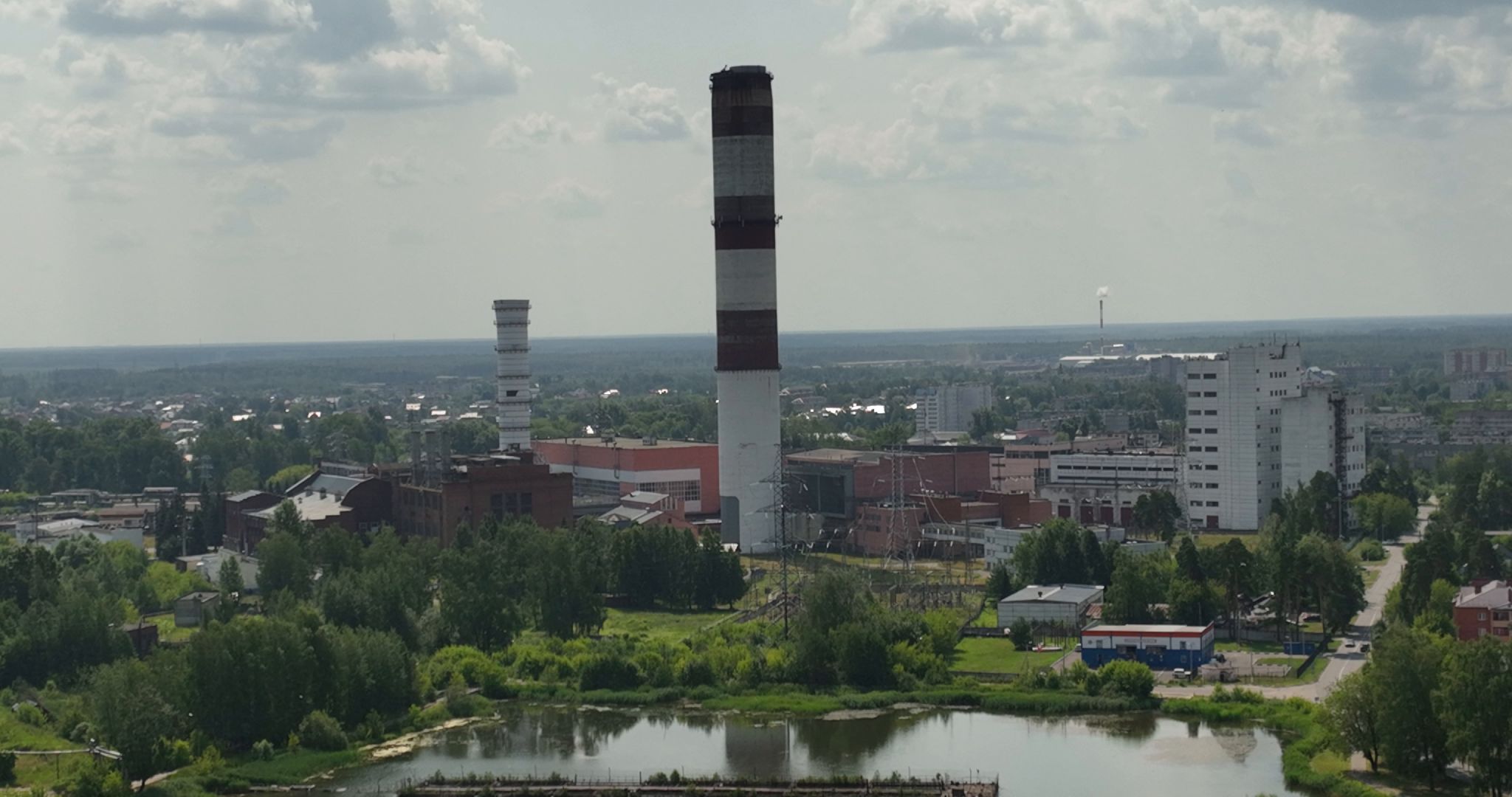 видео с коптера, электрогорск, города, промышленность,