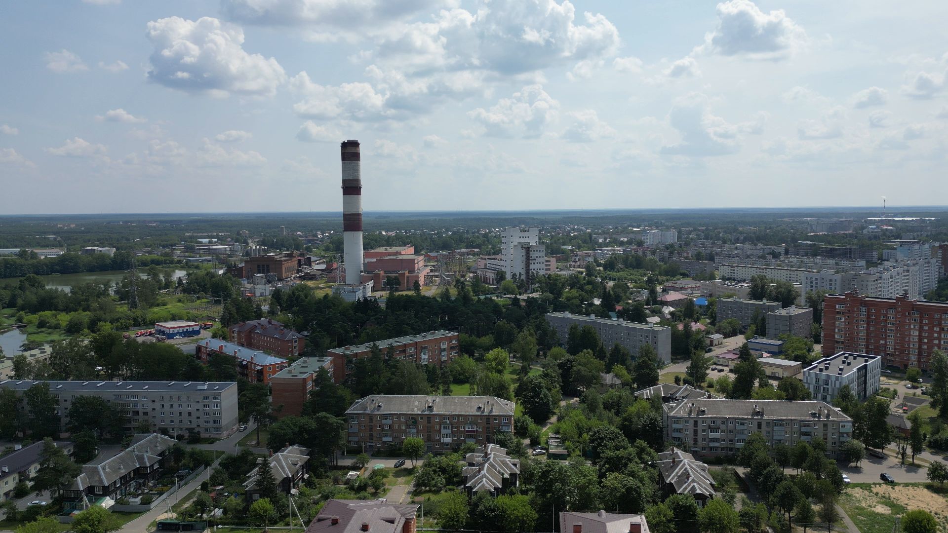 видео с коптера, электрогорск, города, промышленность,