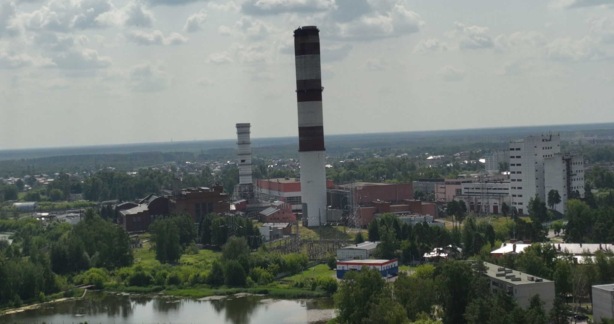видео с коптера, электрогорск, города, промышленность,