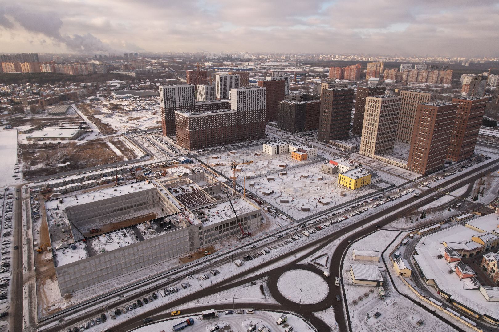 видео с коптера, котельники, школа,