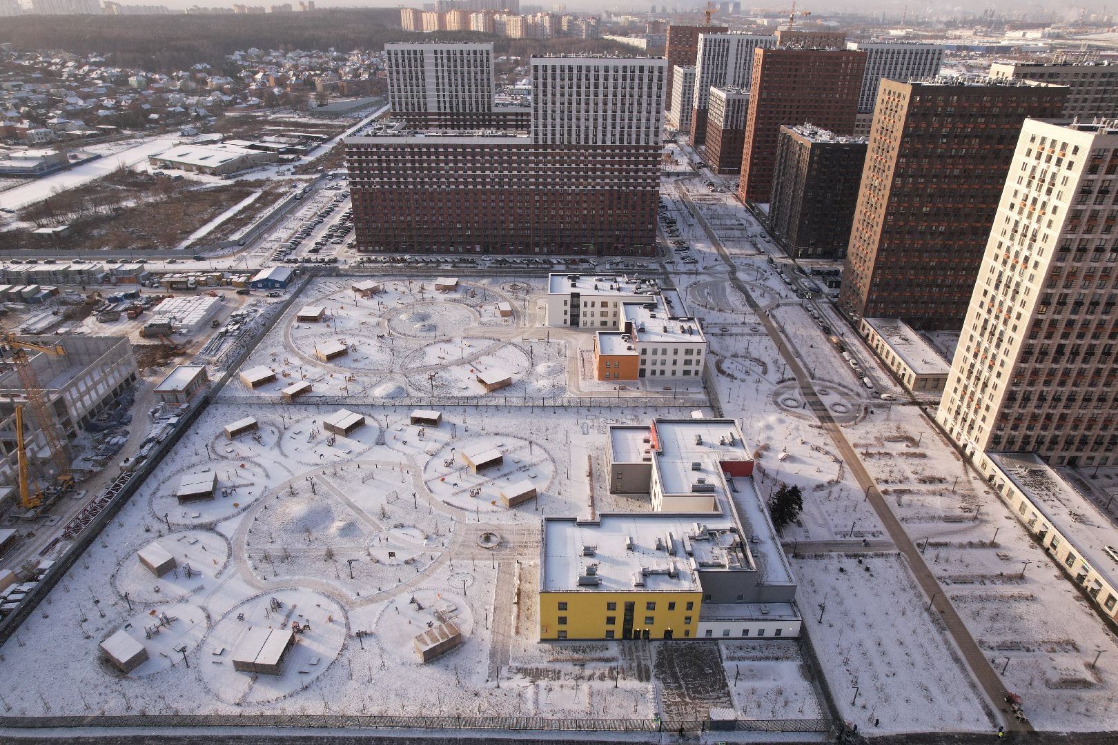 видео с коптера, котельники, школа,