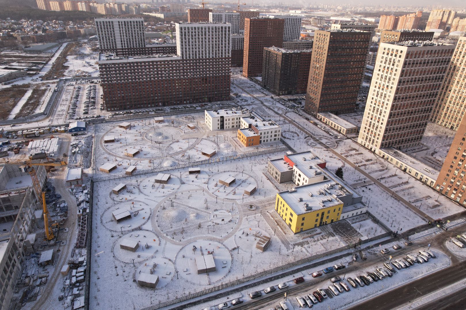 видео с коптера, котельники, школа,