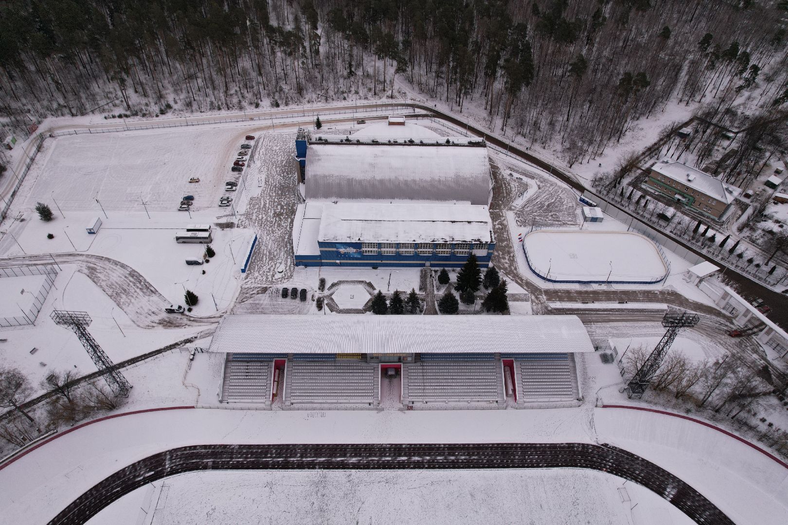 видео с коптера, спорт, стадион,