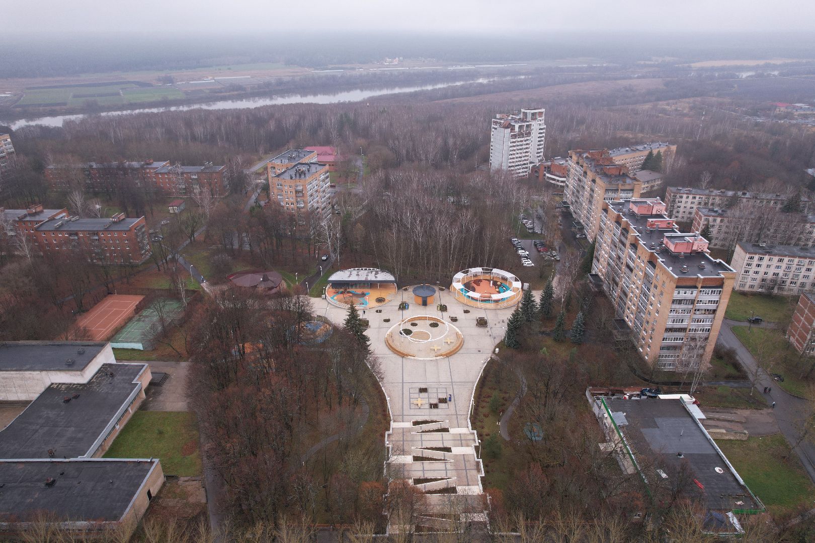 видео с коптера, благоустройство, пущино,