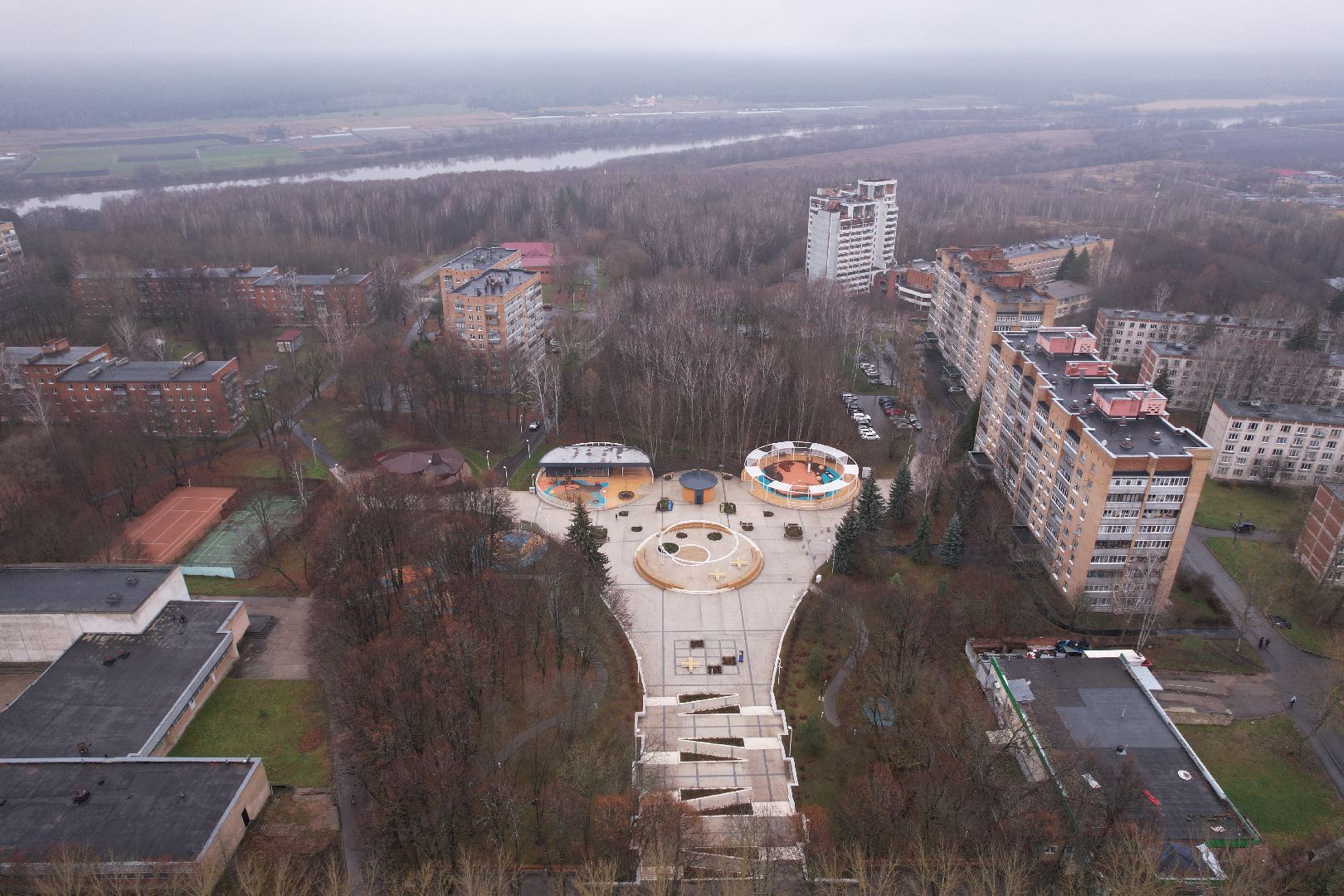 видео с коптера, благоустройство, пущино,
