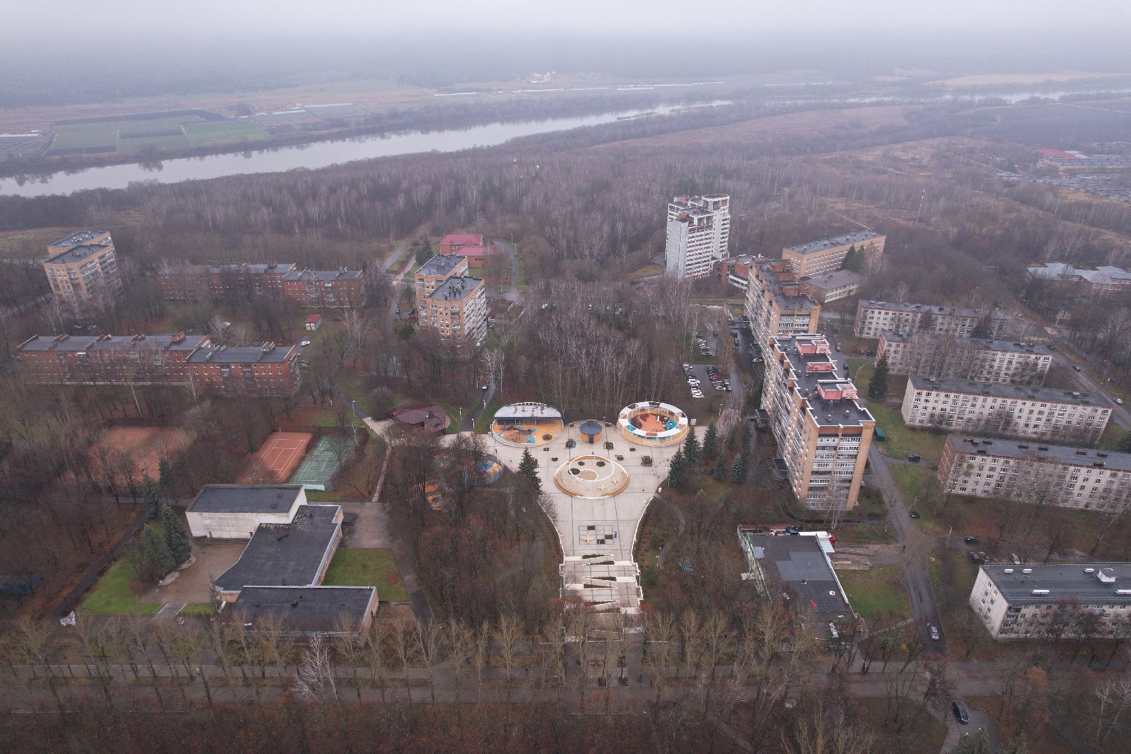 видео с коптера, благоустройство, пущино,