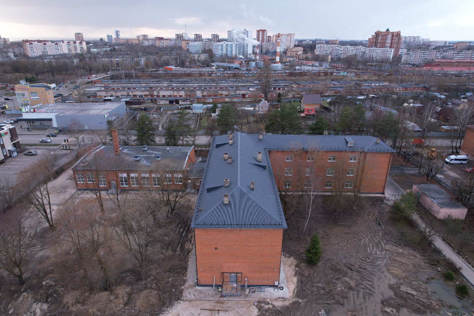 видео с коптера, школа, серпухов,