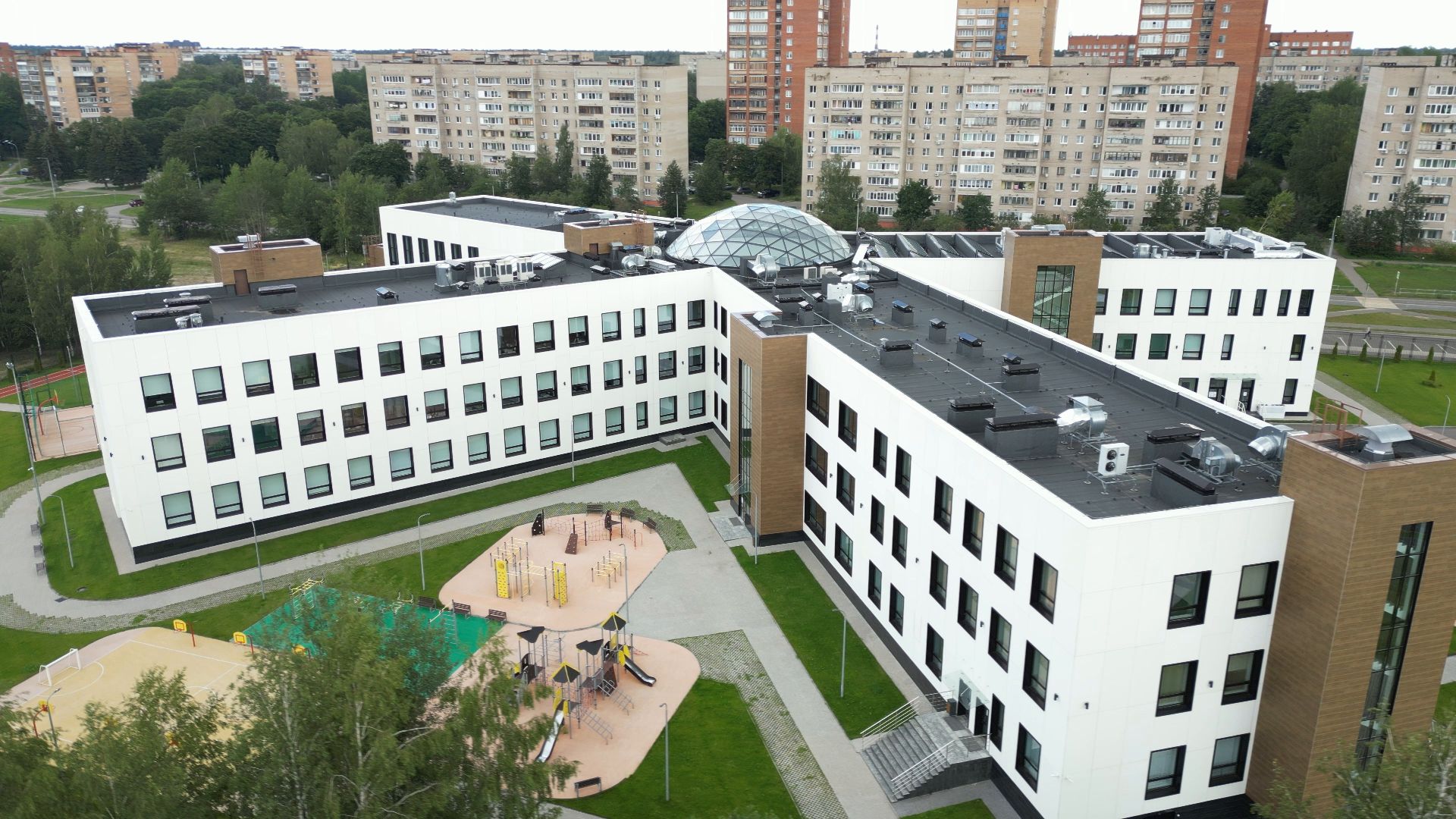 черноголовка, школа, строительство, видео с коптера,