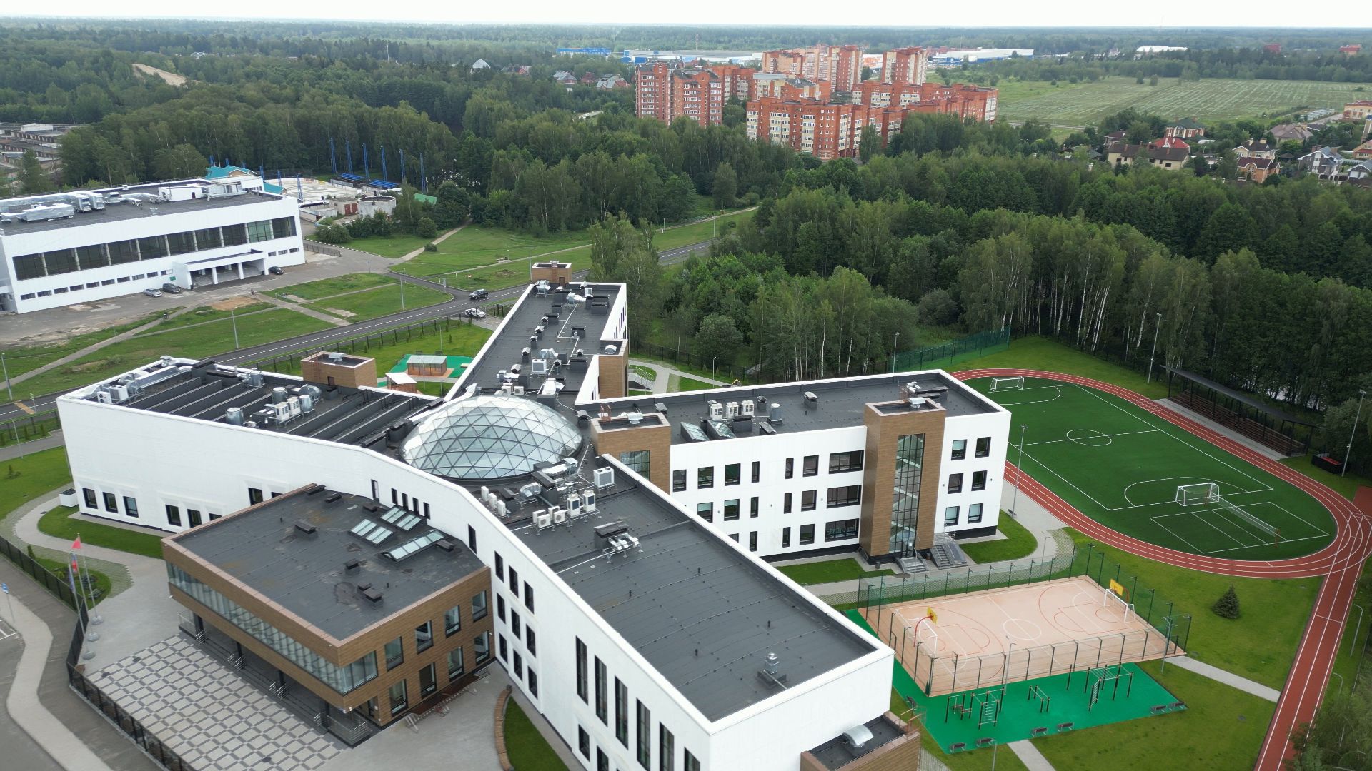 черноголовка, школа, строительство, видео с коптера,