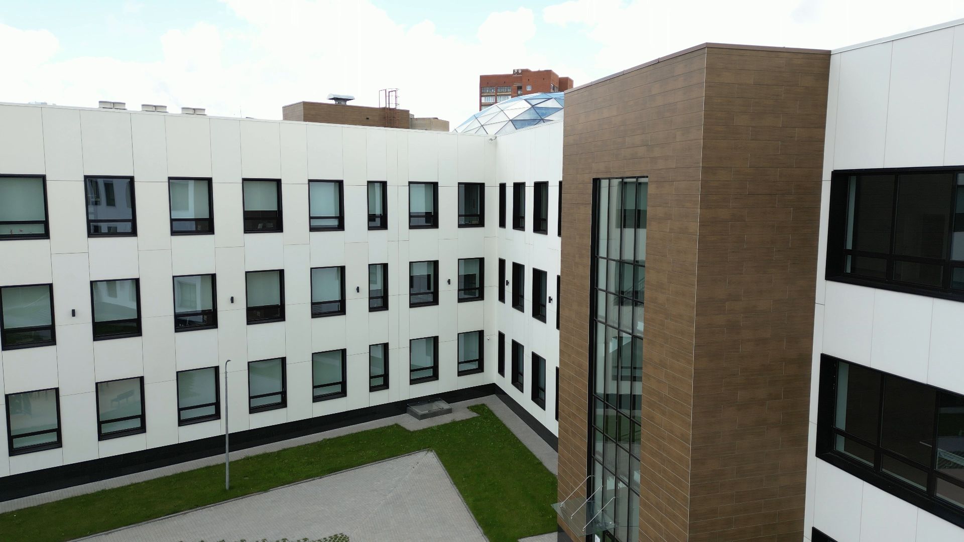 черноголовка, школа, строительство, видео с коптера,