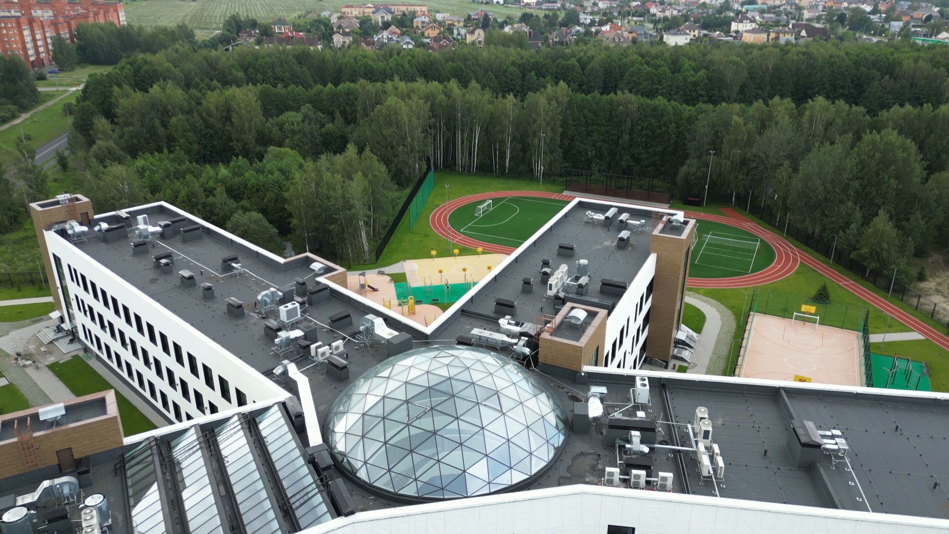 черноголовка, школа, строительство, видео с коптера,