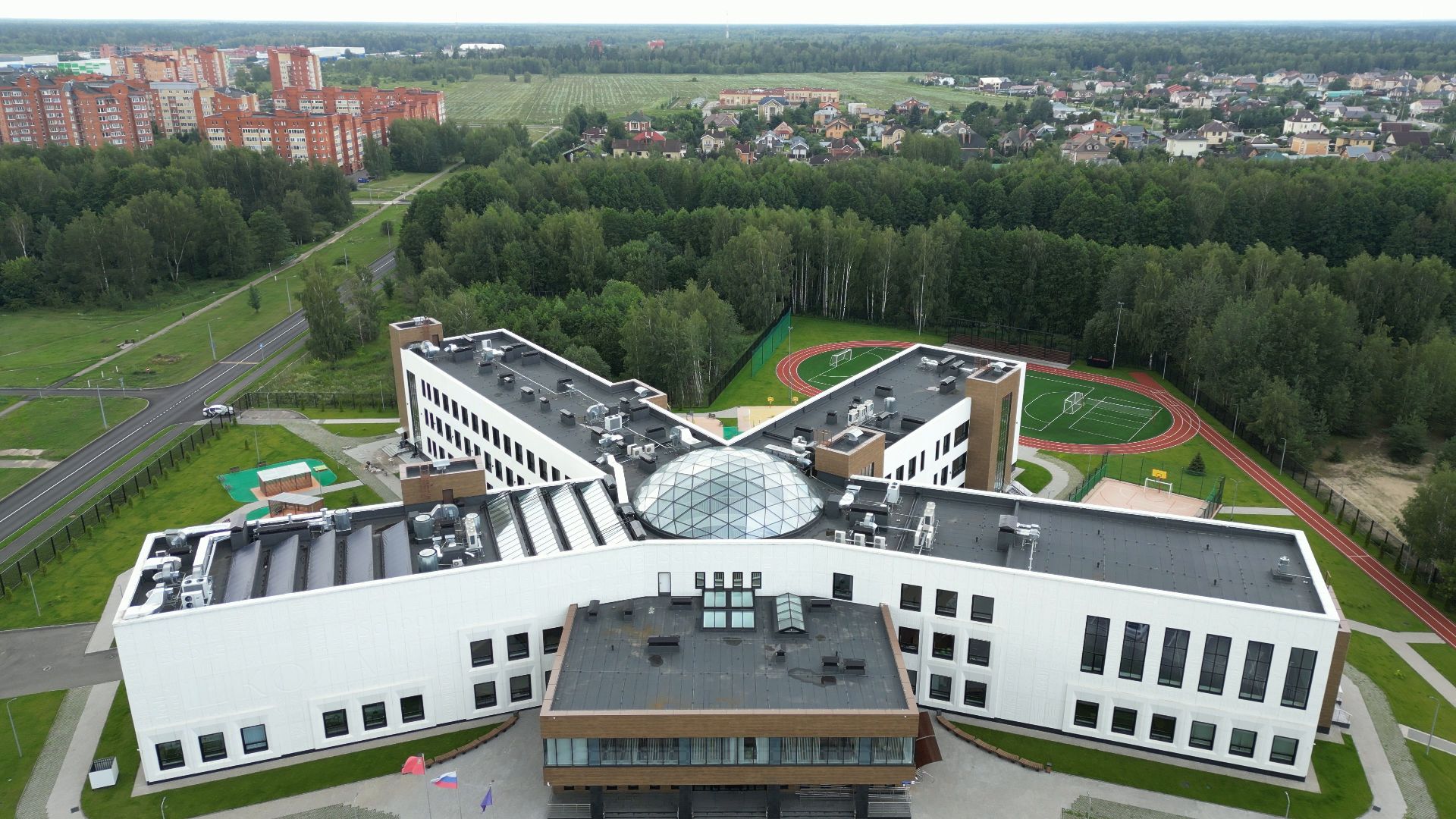 черноголовка, школа, строительство, видео с коптера,