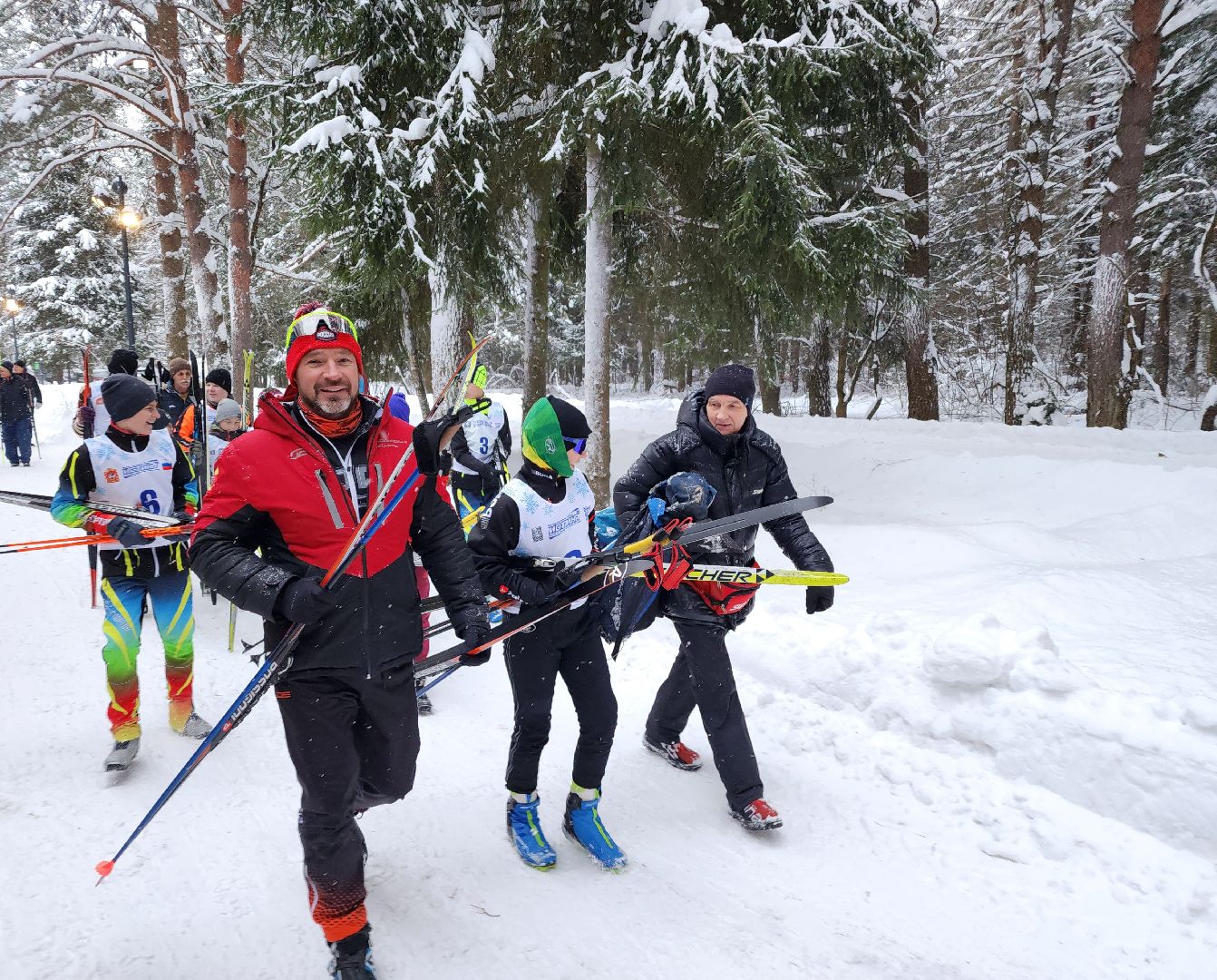 Лес, Парк, Лыжи, лыжная трасса, соревнования, зажжение елки,